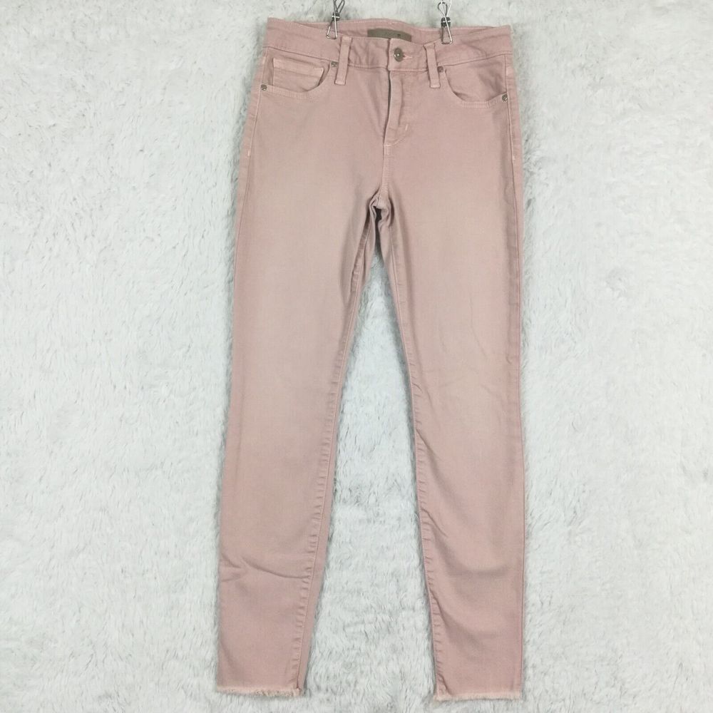 Joe's Womens Jeans Skinny Ankle Denim Washed Pink Raw Hem Mid Rise Stretch 27